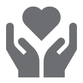 Hands holding a heart symbol